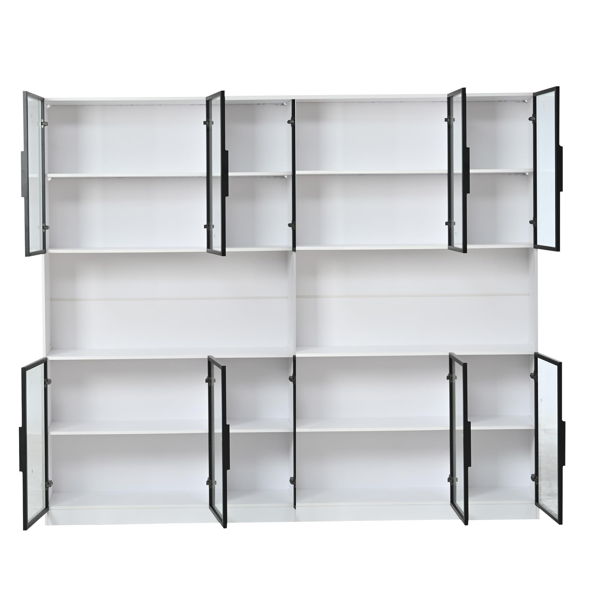Generisch Vitrina de pie blanca de 240 cm con 12 puertas de cristal y control por aplicación