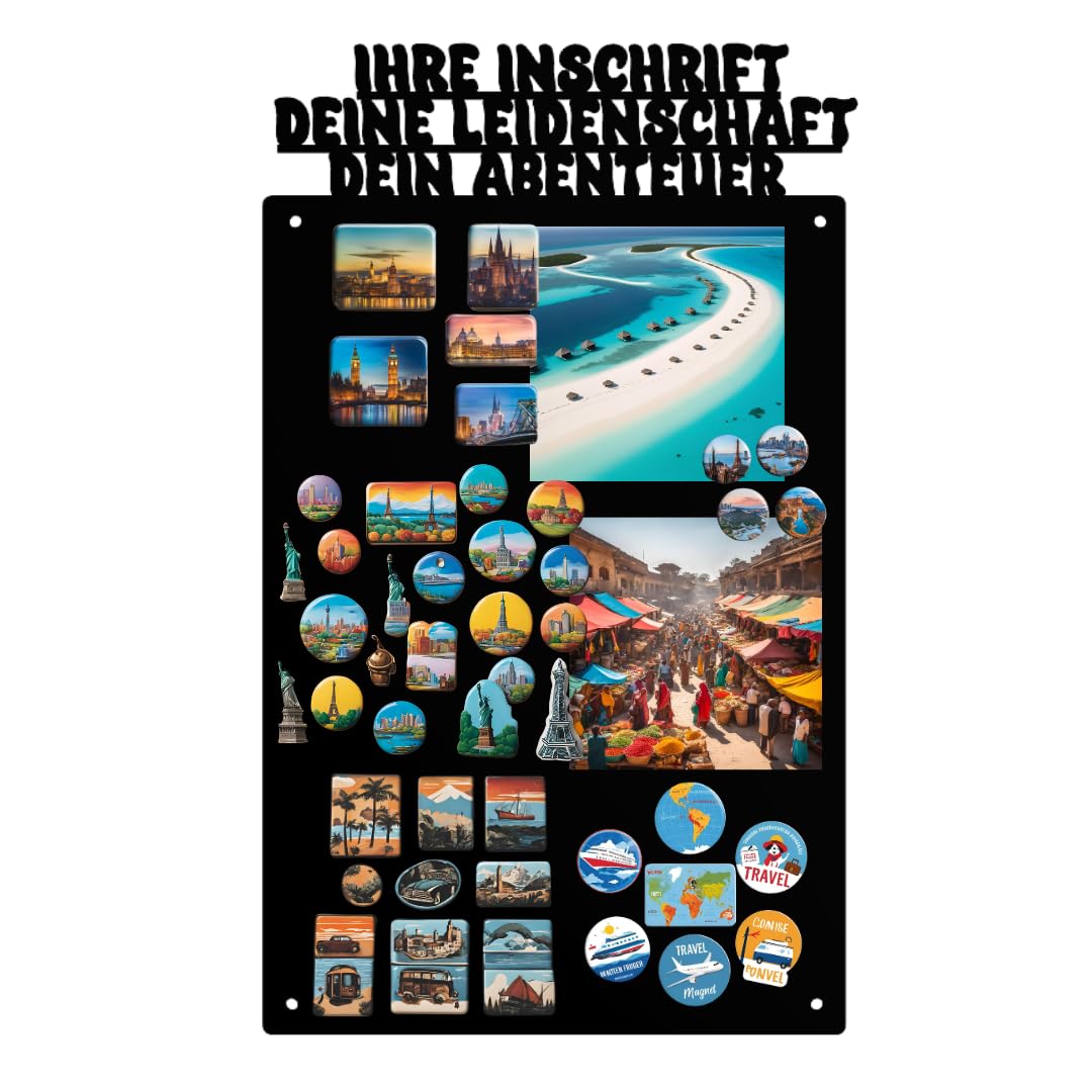 Pizarra Magnética Personalizable - 30x50 cm - de Acero - Se Puede Escribir - Ideal Para Imanes y Notas - Incluye Kit de Montaje - Negro