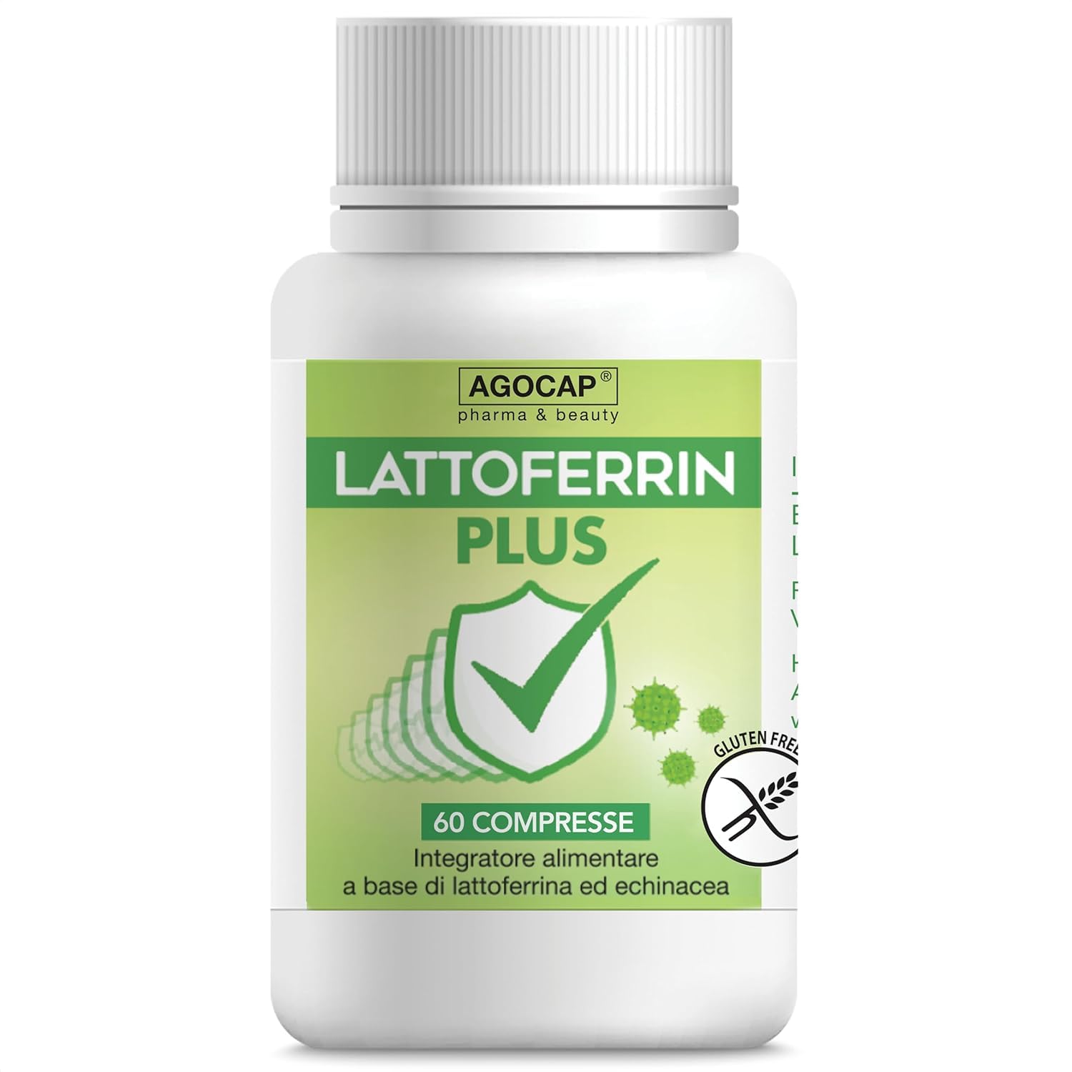 Lattofferina con echinacea per le difese immunitarie. 60 COMPRESSE di lattoferrina 200 immuno stimolante. Integratori difese immunitarie ideale per tutta la famiglia. Lattoferrine Agocap