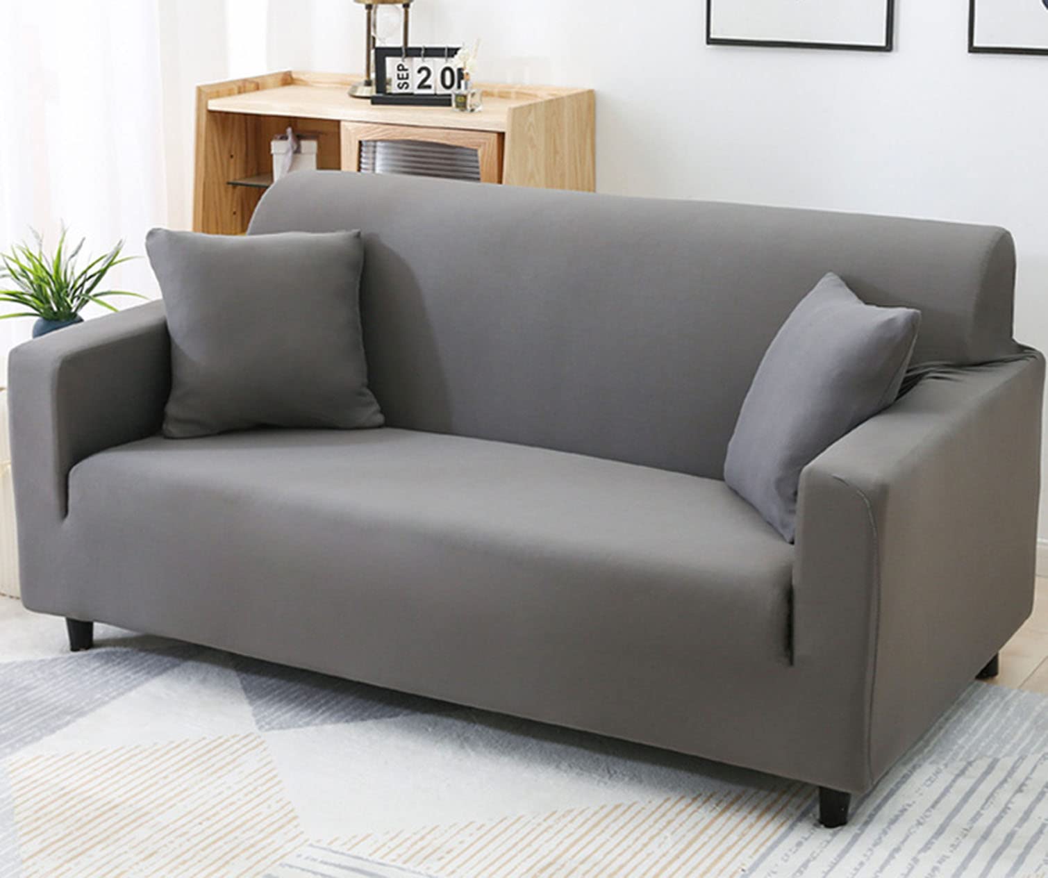 Housse de canapé extensible imprimée antidérapante 2 places 145-185 cm