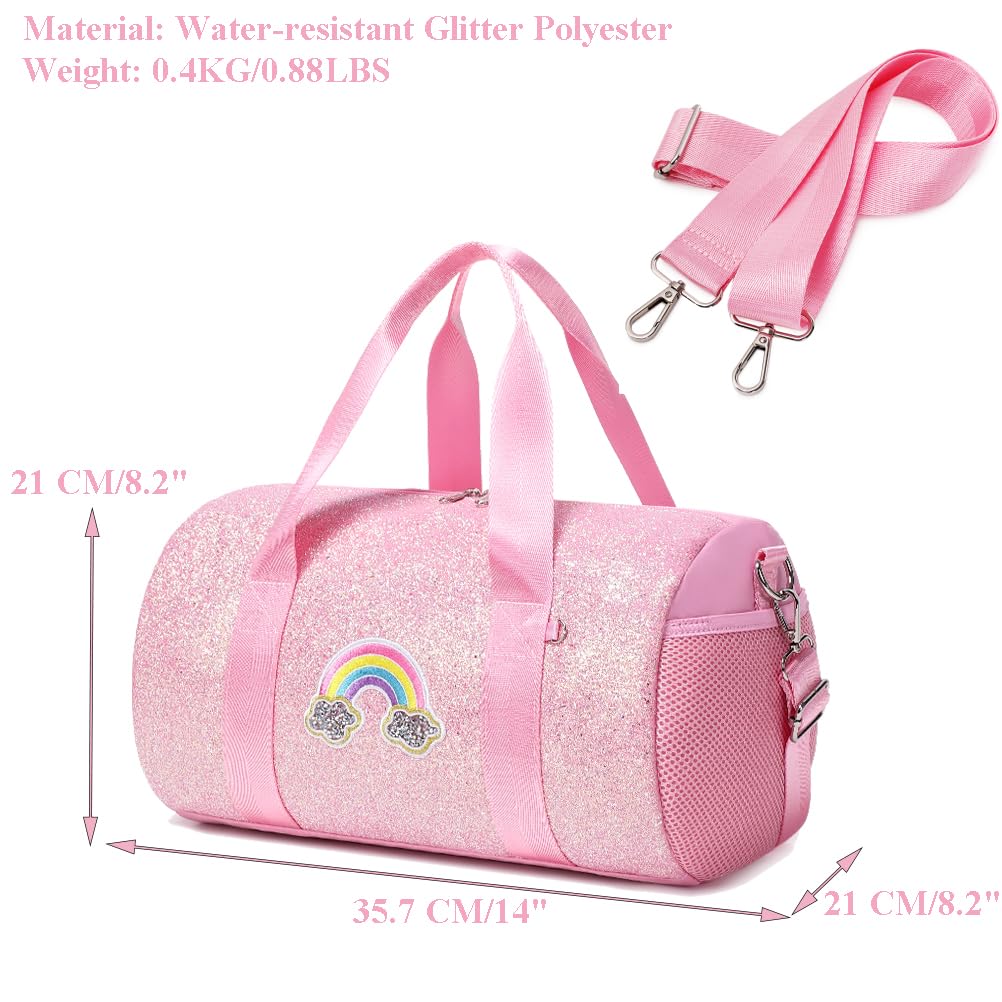 Glitter Girls Dance Bag for Kids Ballet Bag Small School Bag Shoulder Bag Kids Sports Duffel Gymnastics Bag Kids Travel Bag with Waterproof Pocket - Image 3