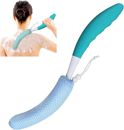 Miniatura 1 de Cepillo de baño trasero de mango largo, con red antideslizante de mango largo, se utiliza para baño auxiliar y ducha para ancianos y personas con