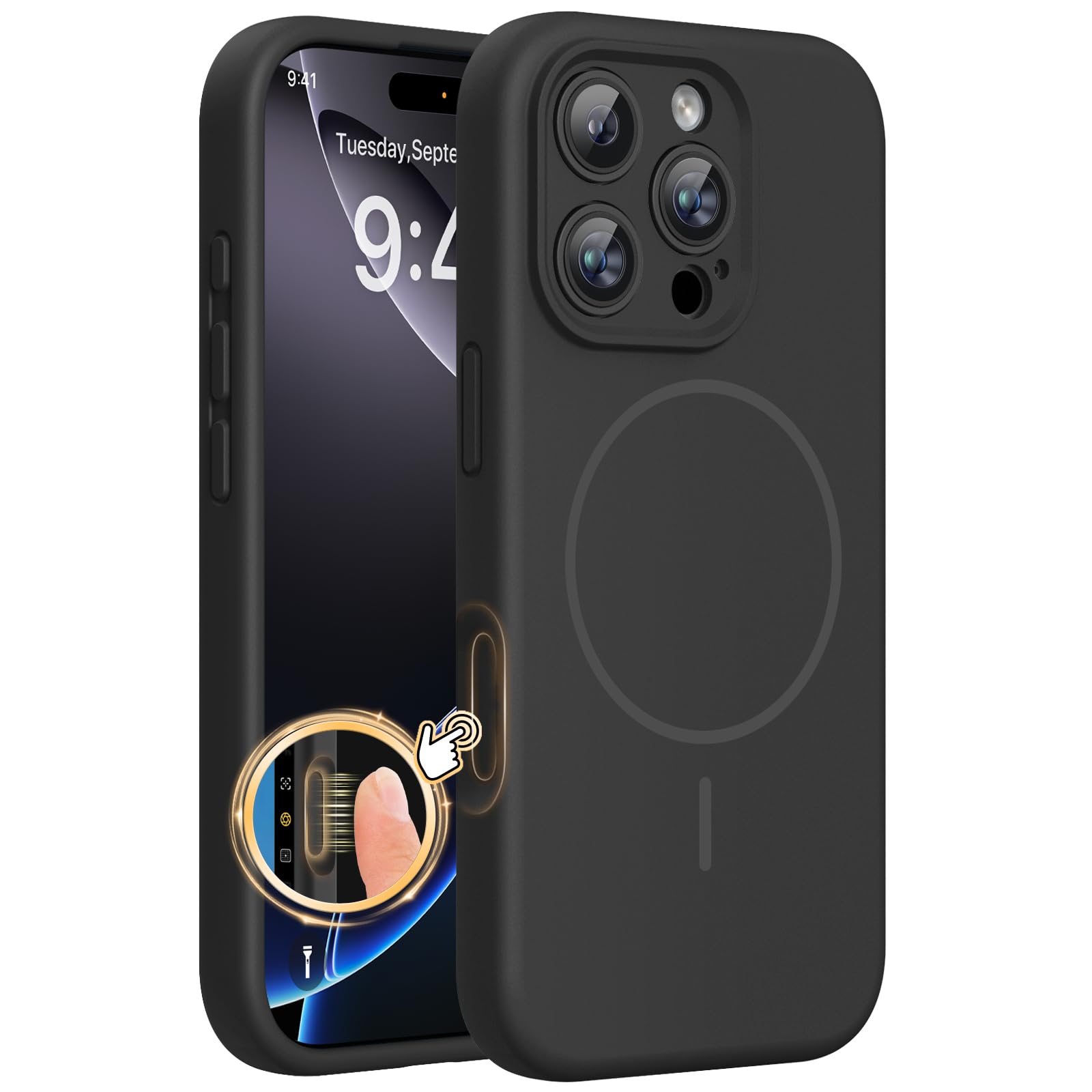 Miracase Silicone and Magnetic case for iPhone 16 Pro Max in Black