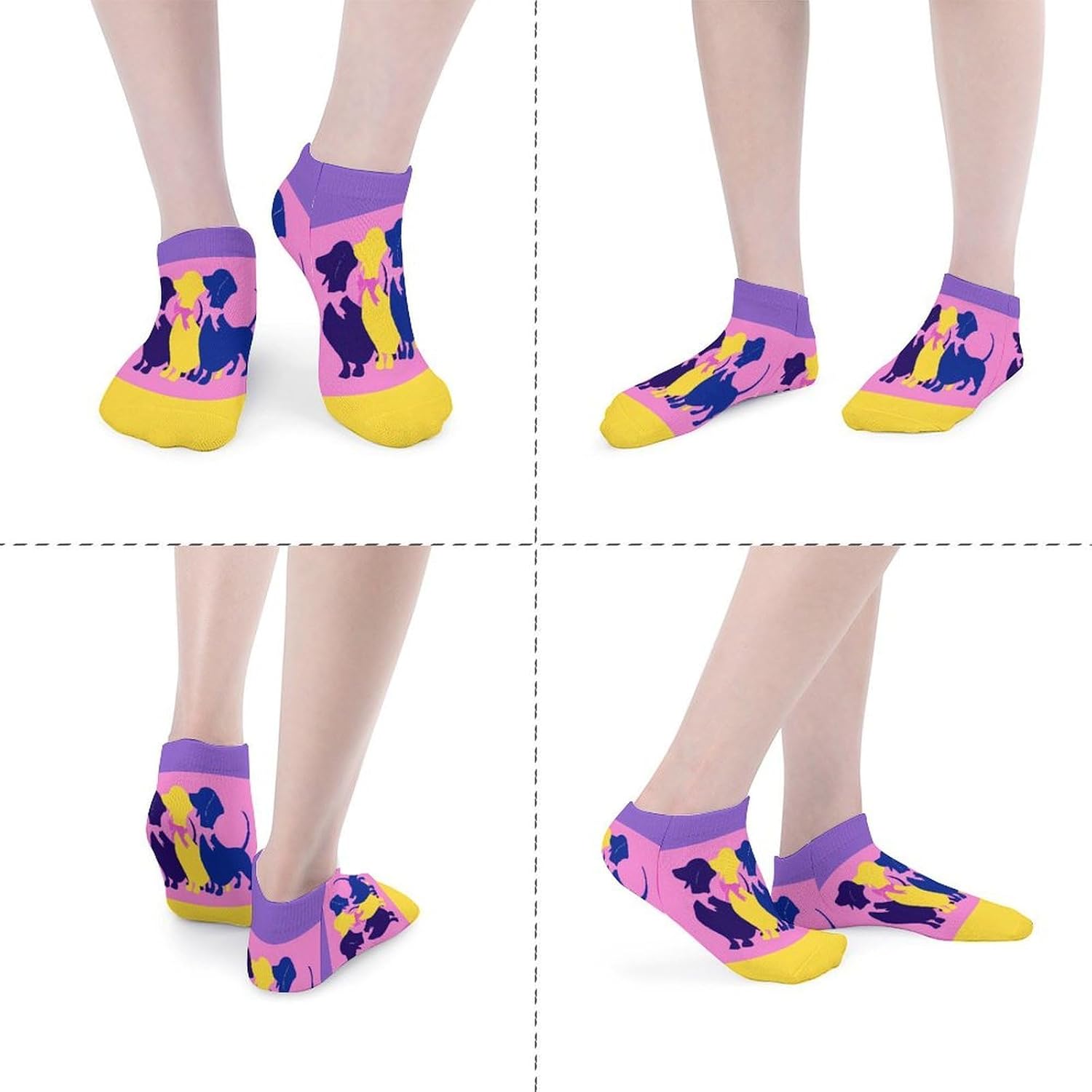 Wiener Dog Dachshund Socks for Men Women 5 Pairs Ankle Socks