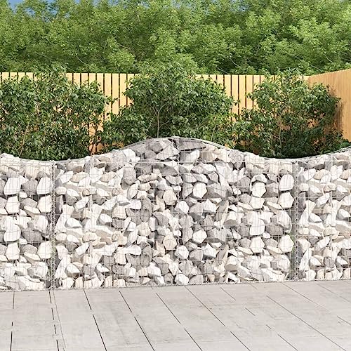 Foknhdi Large Gabion Basket Set of 3, 78.7 x 78.7 x 47.2 in Galvanized Iron Planter for Raised Garden Bed Outdoor Patio Sound Barrier, Silver Modern Planter Box Kit for Garden Terrace