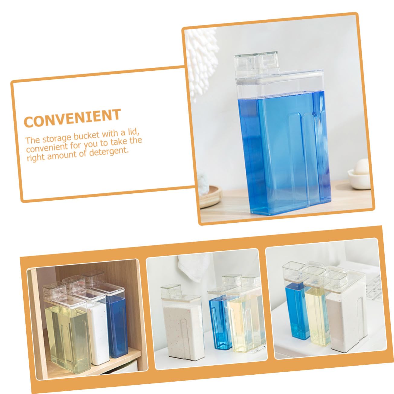Dispenser per Detersivi Lavanderia 2 Pezzi in Pet Resistente e Antiperdite, Contenitore Trasparente Salvaspazio per Detersivo Liquido in Polvere la Casa