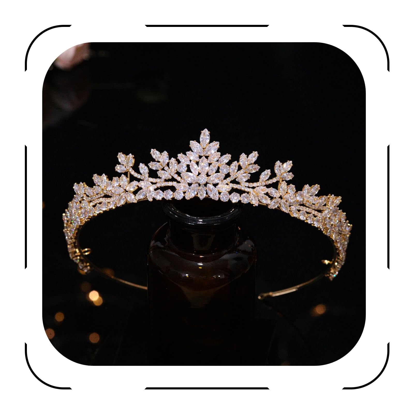 Jorsnovs Sparkly Small Zircon Wedding Crowns and Tiaras for Women Handmade Cubic Zirconia Princess Headpieces Sweet 16 Birthday Headdress