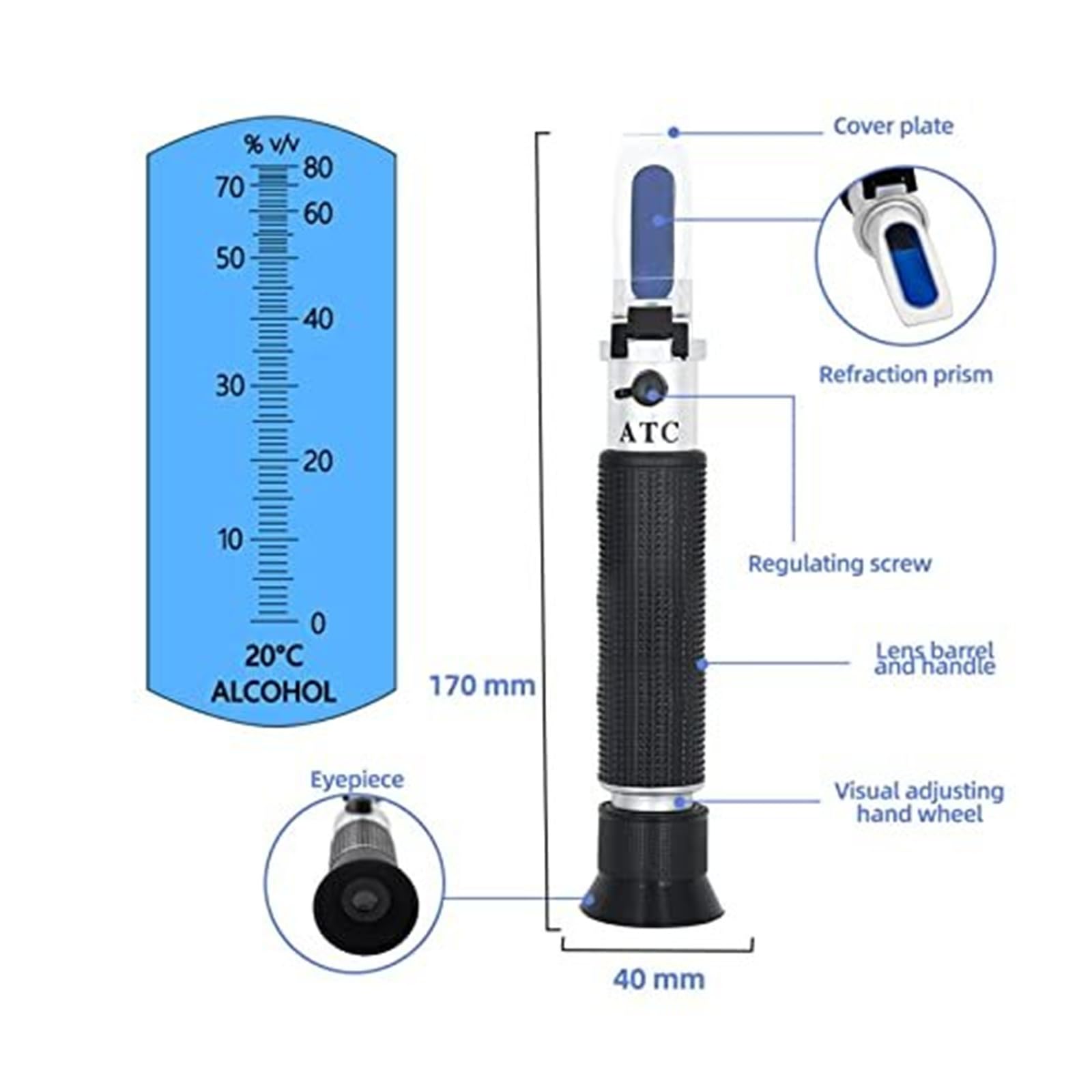 Rifrattometro digitale Tester 4 in 1 for liquido di raffreddamento antigelo, fluido motore e batteria(Without box)