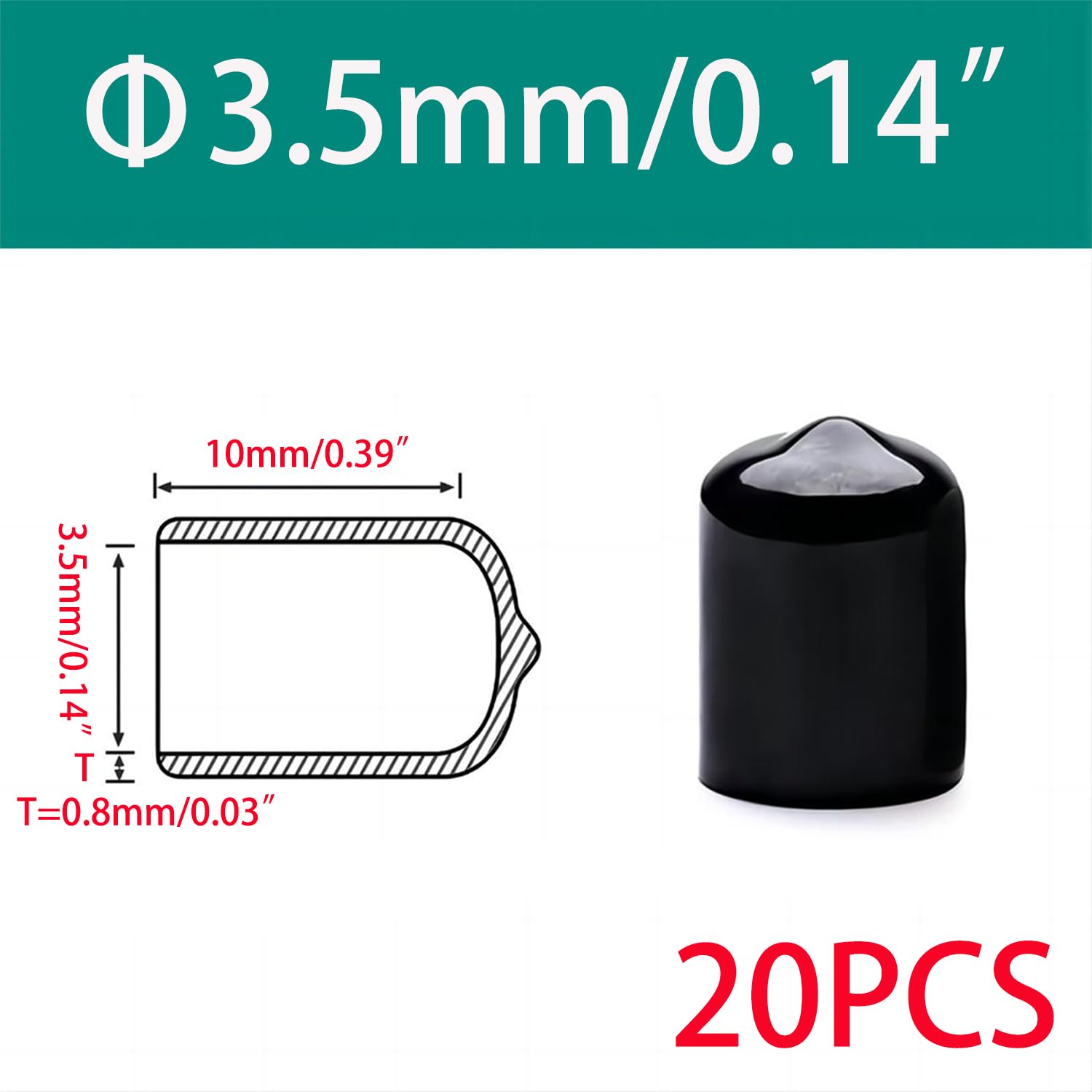 Cobee Rubber Einddoppen, 40 stks Ronde Vinyl Flexibele Eindkappen Zwart Schroefdoppen Rubber Bolt Covers Caps mm 3-12