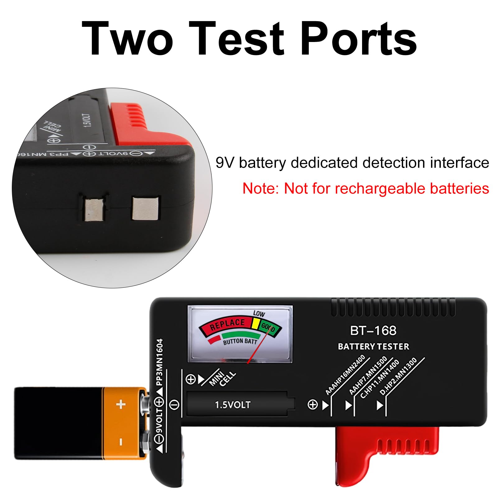 Testeur De Batterie Multi Taille Digital, Lecteur Précis Piles AA AAA C D 9 V Bouton 1,5 V, Contrôleur D'énergie Maison Atelier Professionnel, Appareil Vérification Puissance