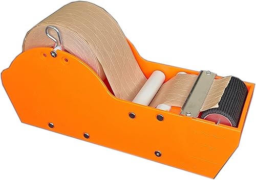 Dispensador de cinta de goma de mascar de escritorio activado por agua, naranja con cinta adhesiva de papel kraft reforzado, 2.75 pulgadas x 75