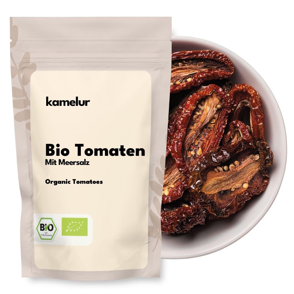 Kamelur Pomodori Secchi Biologici, Tagliati A Metà, Conditi Con Sale Marino Ed Essiccati Delicatamente - Un Piacere Unico Nell'Insalata O Come Antipasto 1 Kg (Confezione Da 1)