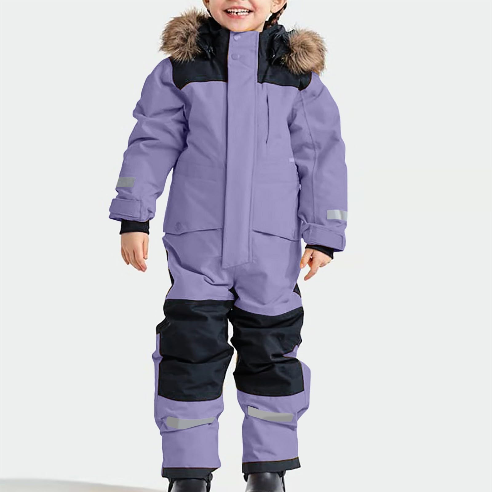 Generisch Jungen Schneeanzug Skianzug Thermo Winteroverall Warm Winddicht Abnehmbarer Matschschutz Outdoor Softshellanzug Wasserdicht Kinderbekleidung für Aktive Tage