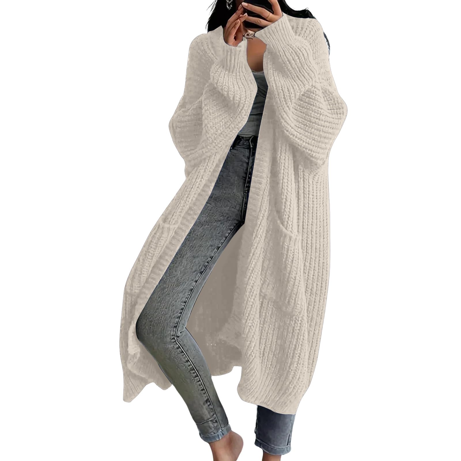 Cardigan Sweaters for Women Open Front Oversized Cardigan Chunky Knit Coat Fall Winter Coats Warm Casual Outwear