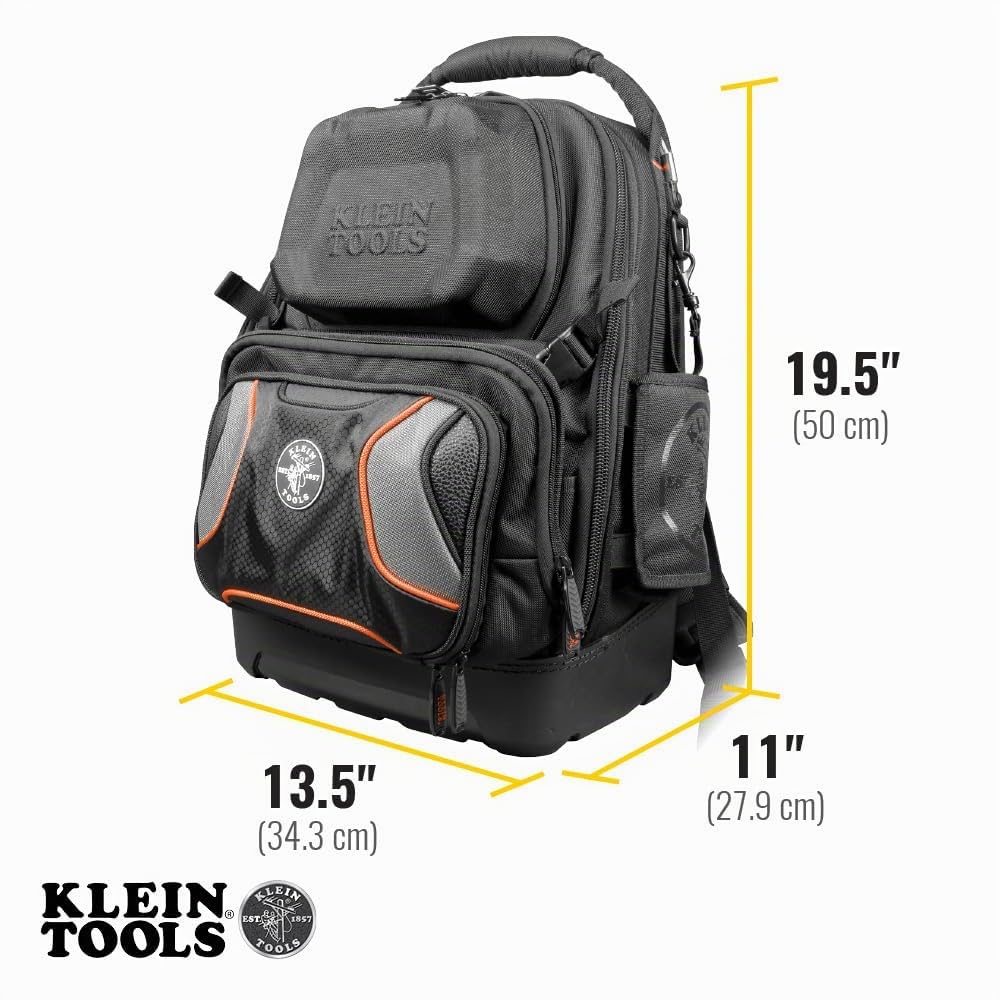 Klein Tools 55485 | Mochila porta herramientas Tradesman Pro Tool Master 48 bolsillos | Nylon ballistic 1680d resistente al agua | Fondo moldeado impermeable | Asa reforzada