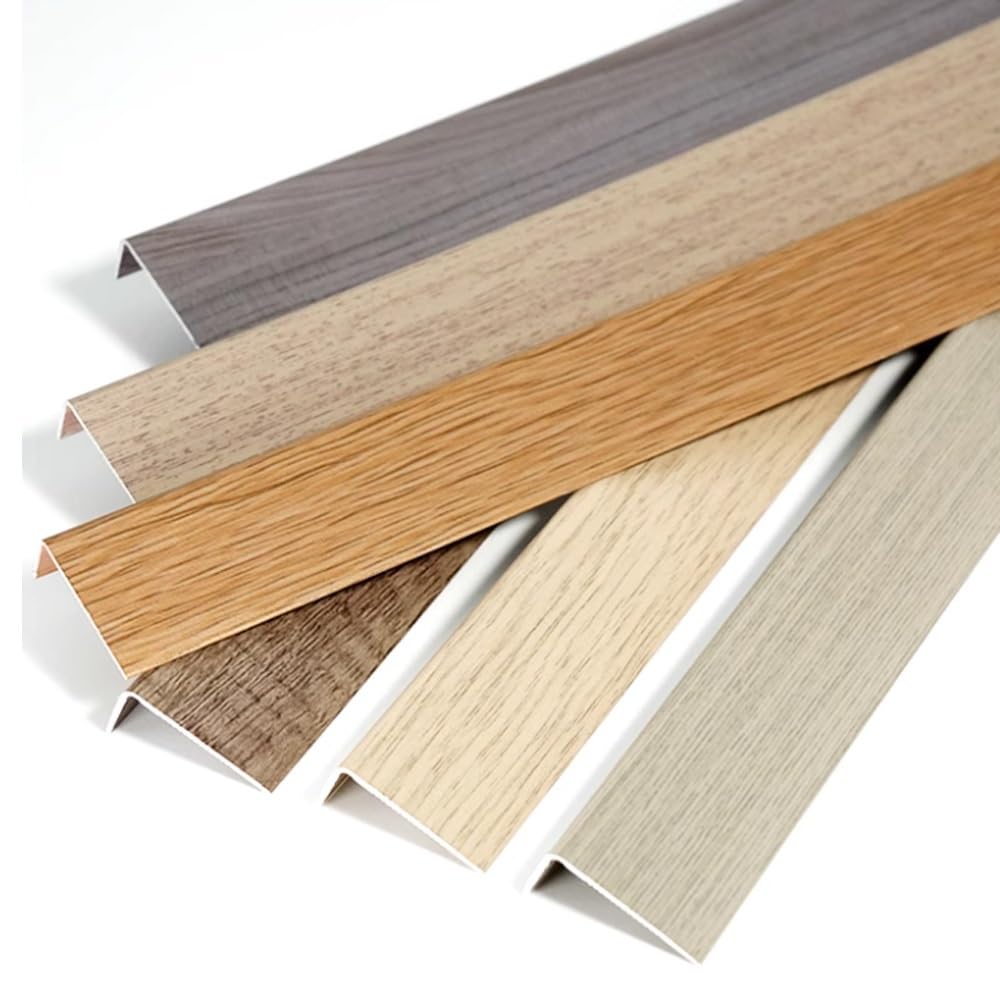 3ft L Listwa wykończeniowa krawędzi schodów Listwa przejściowa z drewna słojowego Schody Aluminiowa osłona krawędzi schodów do płytek ceramicznych/drewnianych stopni(Brown,W28mm)
