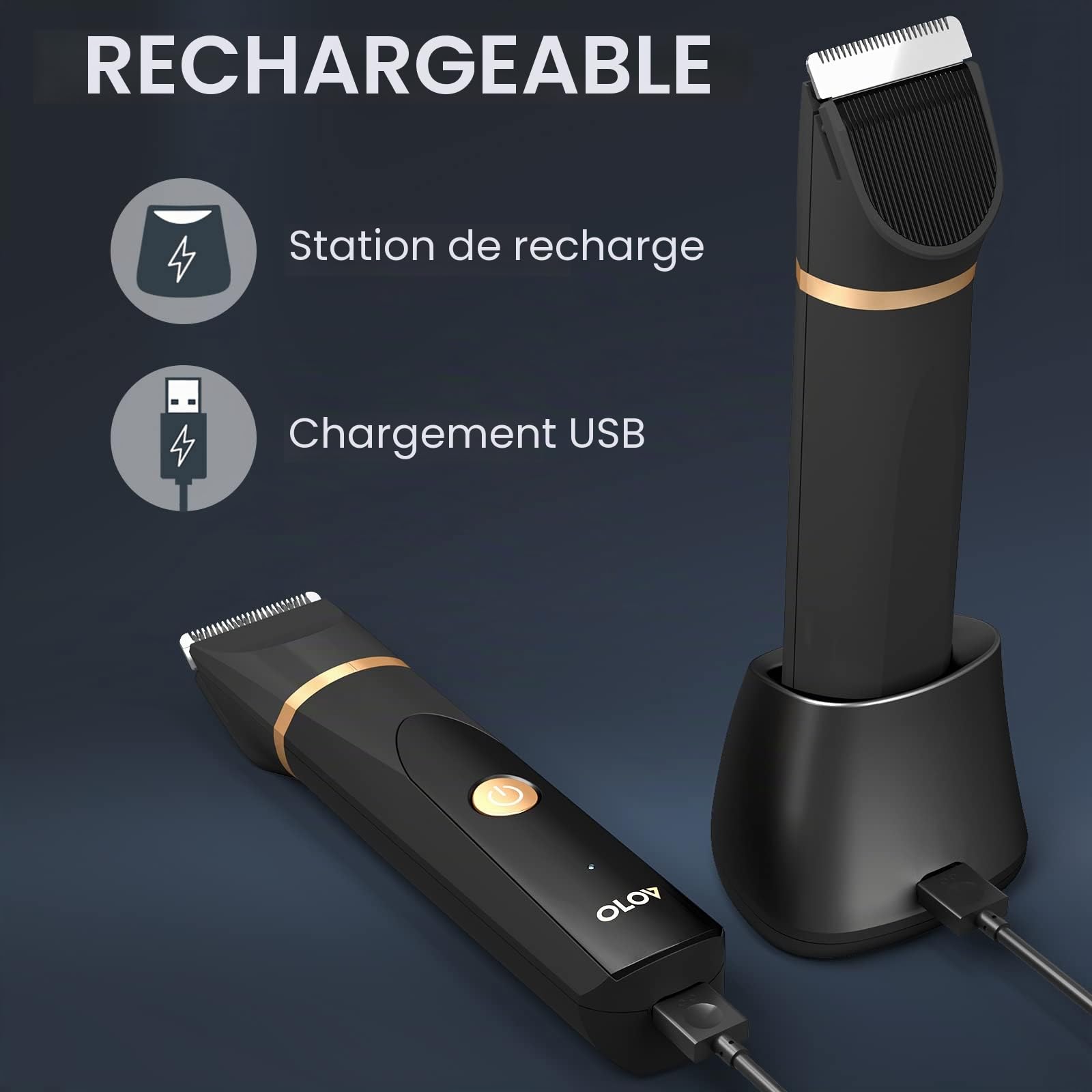 OLOV Tondeuse Électrique Homme, pour Corps, Parties Intimes et Nez, Lame En Céramique Antirouille, USB Rechargeable Imperméable