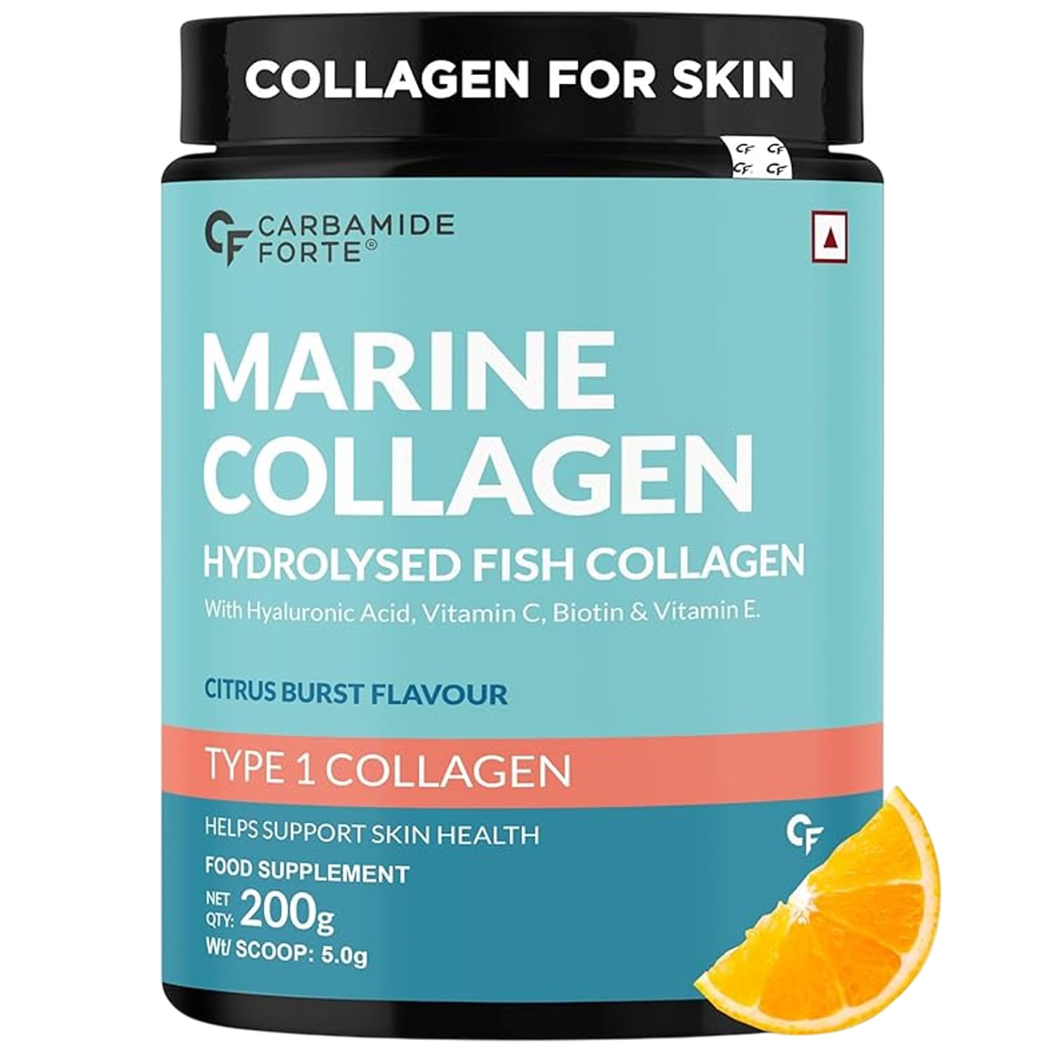 Carbamide Forte Marine Collagen Powder for Skin | Hydrolyzed Marine Collagen Supplements for Women & Men for Skin & Bone Health Support - 200g