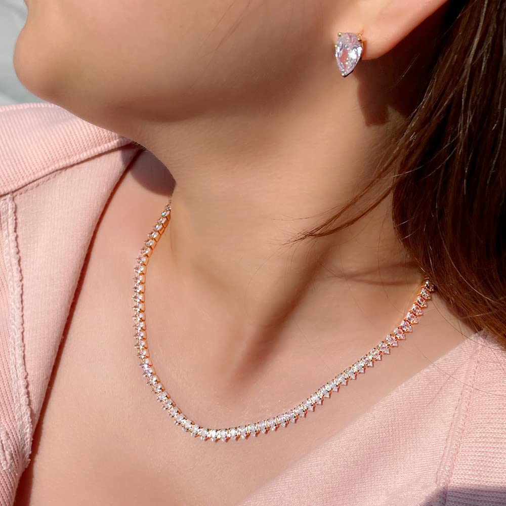 Set di gioielli da sposa per donna, collana AAA + zircone set di gioielli anallergici regalo di compleanno per fidanzamento matrimonio, set di gioielli da sposa per donna per festival