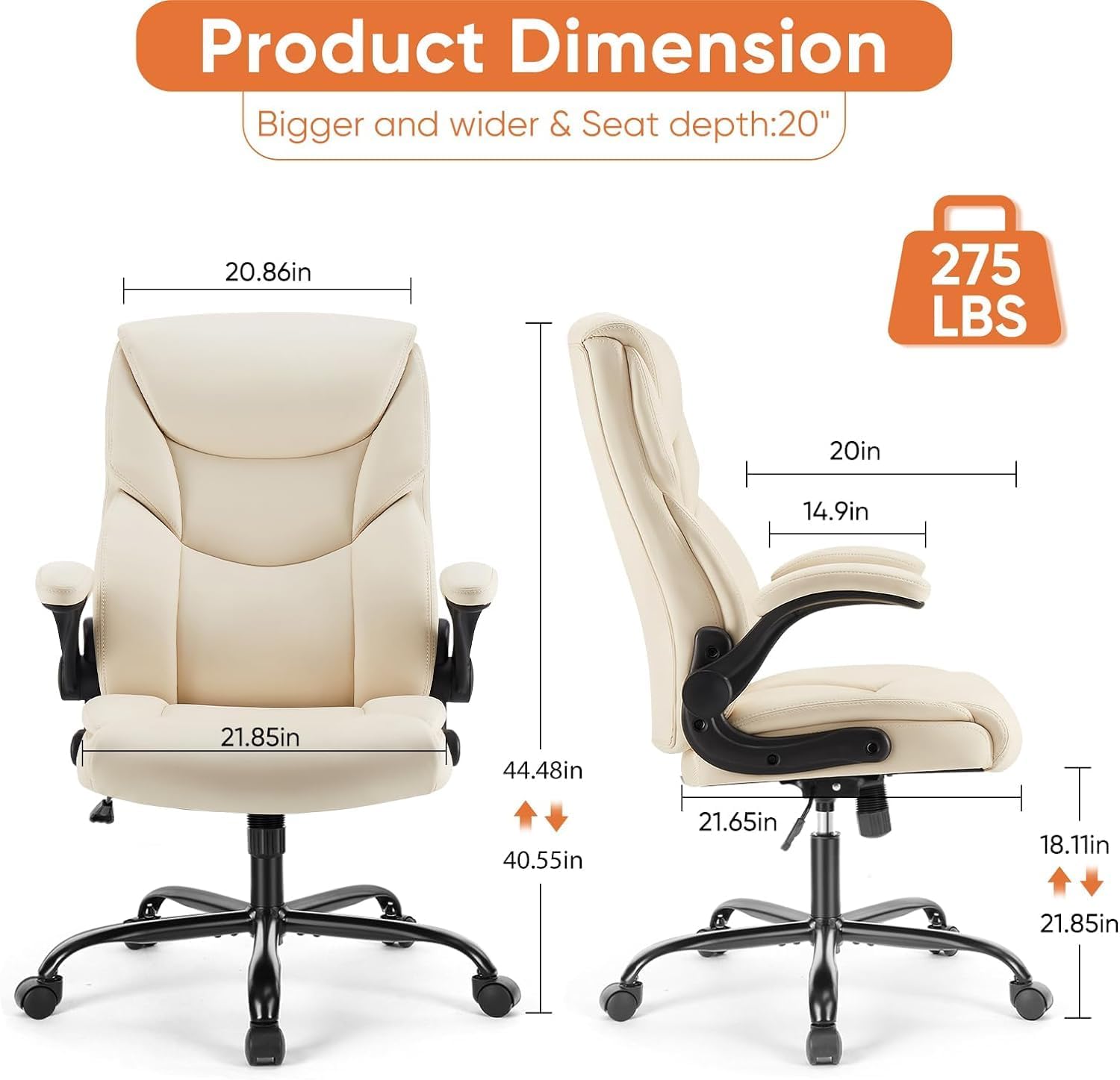 Adjustable Adjustable Beige Ergonomic Office Chair with Flip-Up Arms and Heavy-Duty Design Adjustable Beige Ergonomic Office Chair with Flip-Up Arms and Heavy-Duty Design