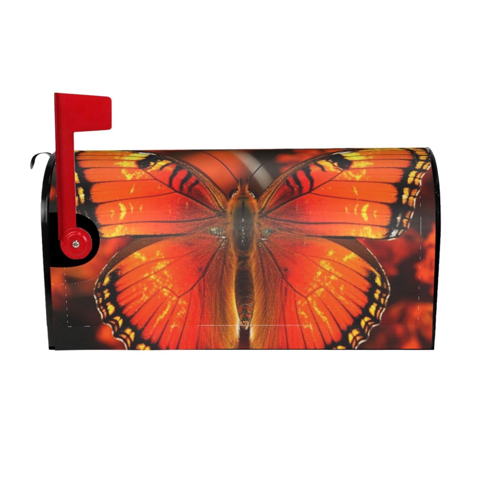 Orange Butterfly Mailbox Covers Magnetic Wraps Post Letter Box Cover Garden Home Decor 21x18 in