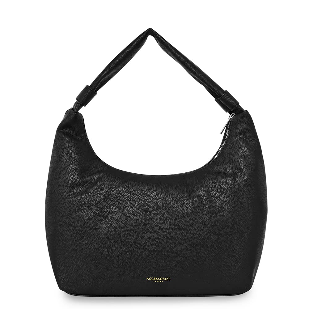 Accessorize London Womens Black Faux Leather Large scoop shoulder bag (B0C7GSCD96) Amazon Price History, Amazon Price Tracker