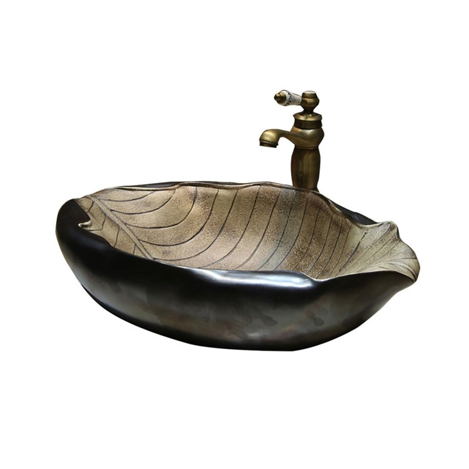 Lavabo de baño sobre encimera en forma de hoja para transformar tu terraza exterior