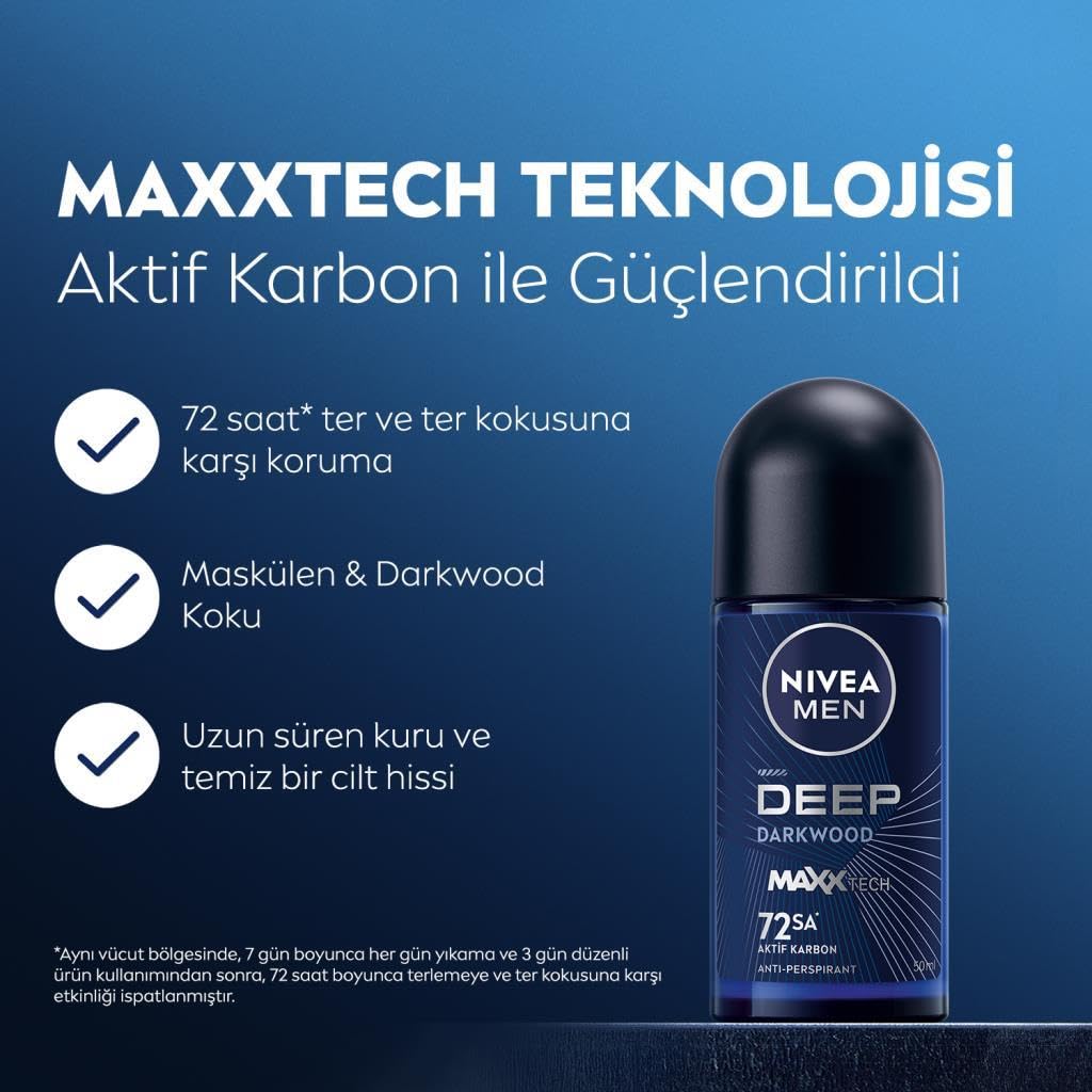 Nivea Men Deep Dimension Duş Jeli 500 ml + Sprey Deodorant 150 ml + Roll-On Deodorant 50 ml