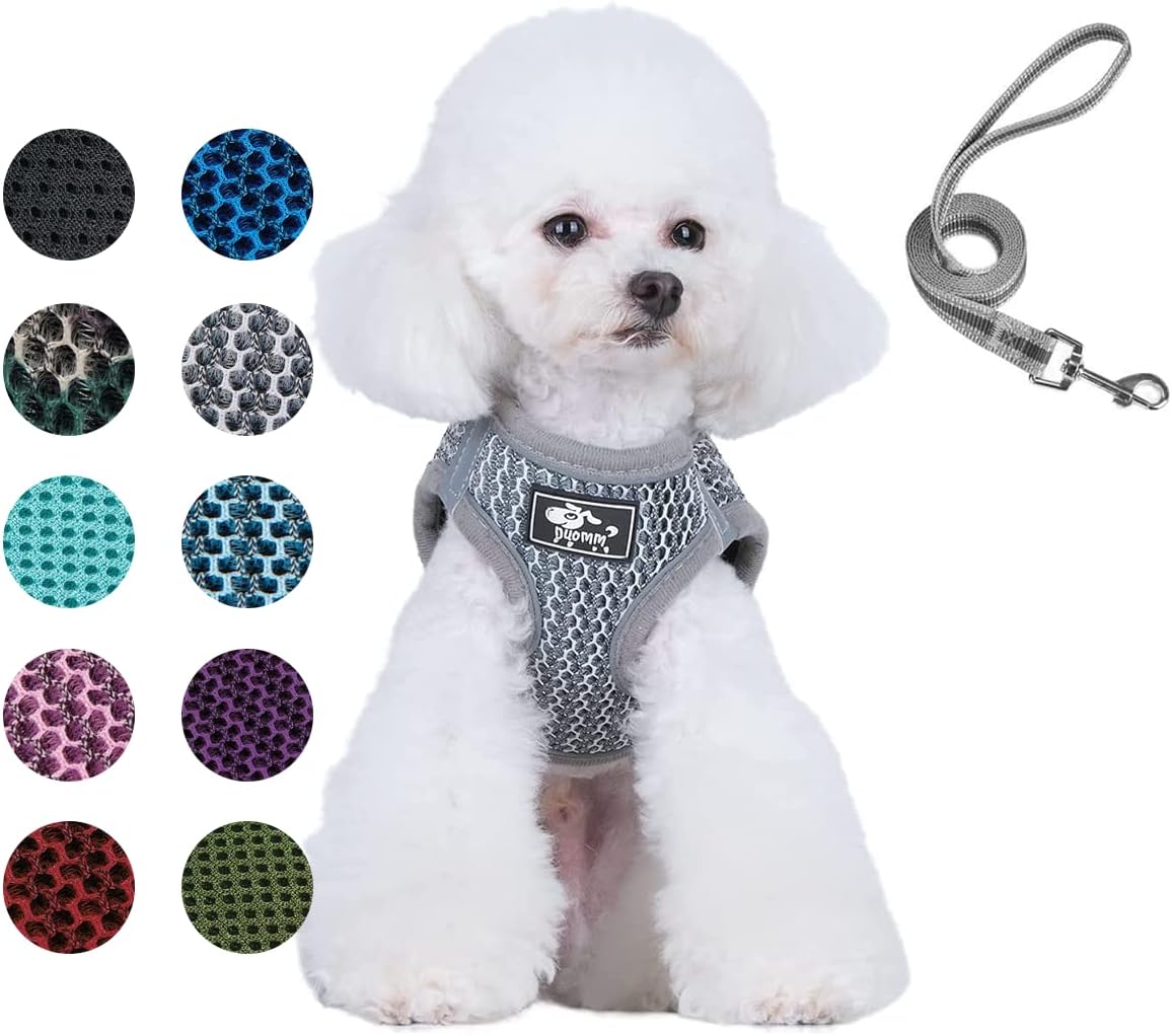Dog and Cat Universal Harness with Leash - Cat Harness Escape Proof - Adjustable Reflective Step in Dog Harness for Small Dogs Medium Dogs - Soft Mesh Comfort Fit No Pull No Choke, Pink, M