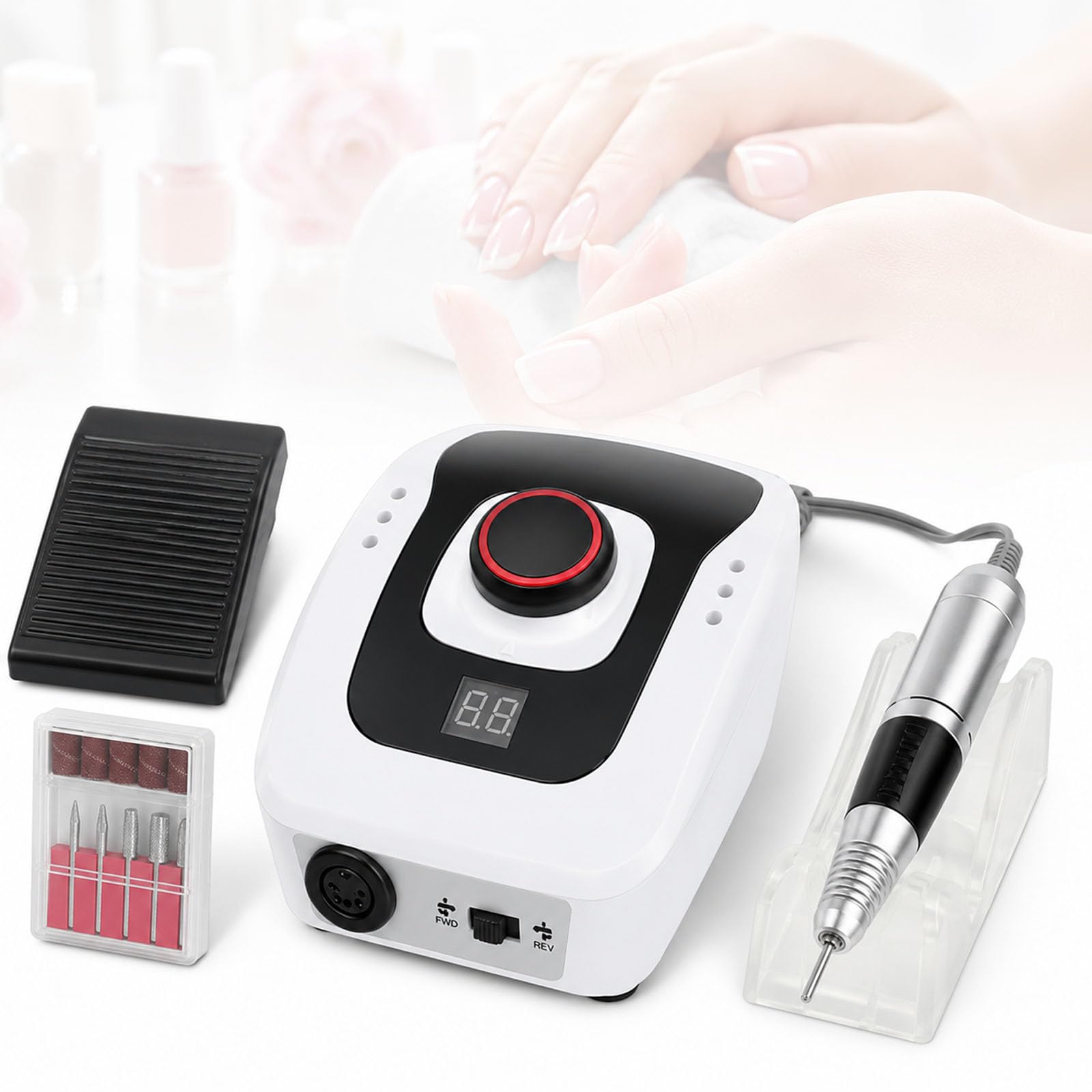 Máquina Perforadora de uñas de 300-35000 RPM, Kit de Taladro para manicura y pedicura, Fresa para Quitar el Esmalte de uñas, Herramientas para manicura y pedicura, para uñas acrílicas, de Gel