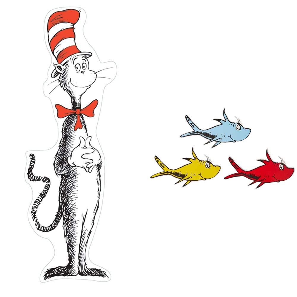 Eureka Dr. Seuss The Cat in The Hat Large Bulletin Board, 4pc, 5' Tall & Back to School Dr