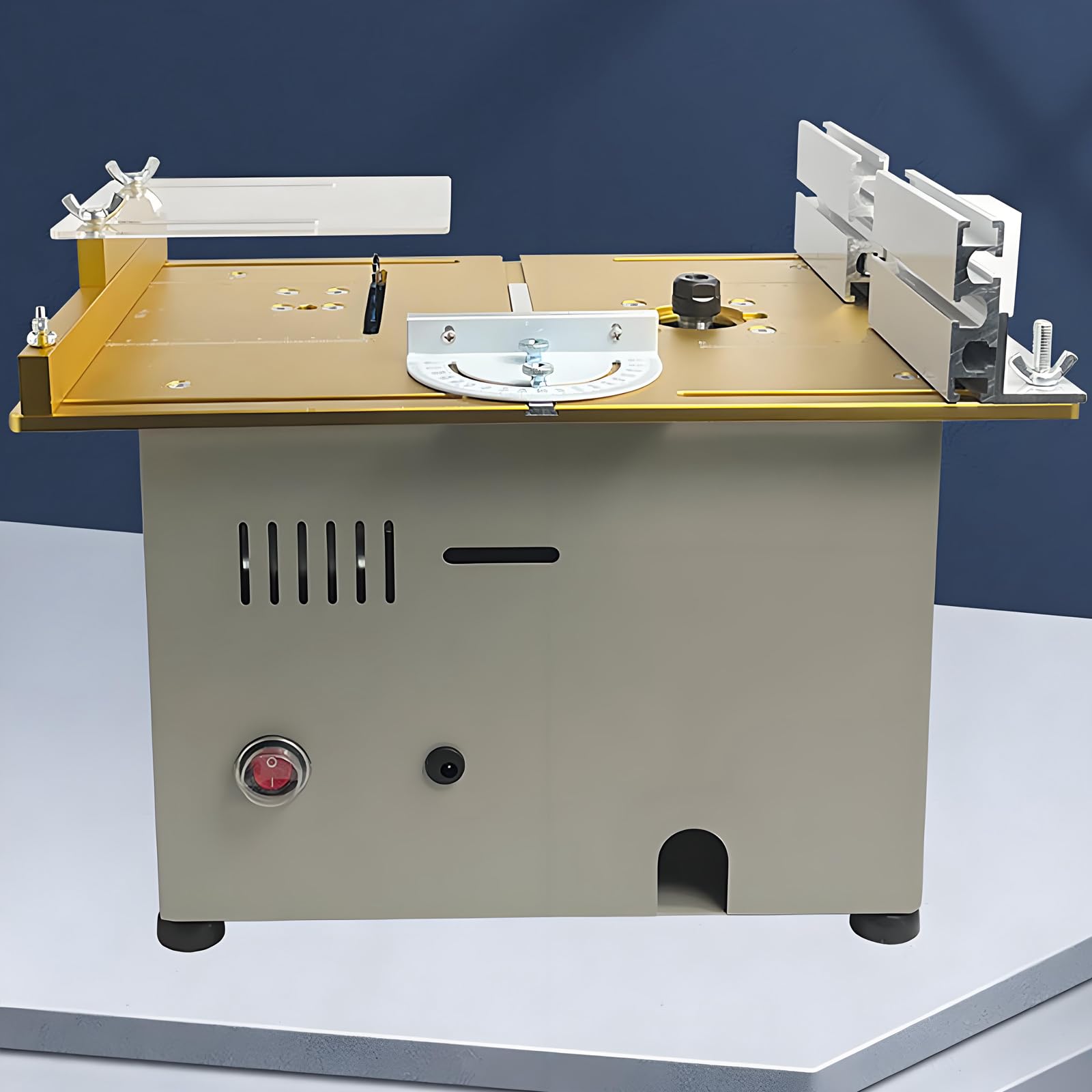 Mini sierra de mesa, herramienta de corte de escritorio de precisión, velocidad ajustable 4000-9000 rpm, grosor de corte 0-29 mm, ideal para manualidades y proyectos de carpintería