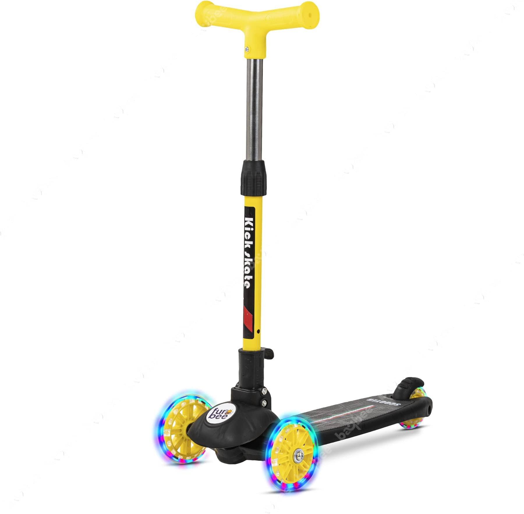 Funbee Phoenix Skate Scooter for Kids, 3 Wheel Kids Scooter with Foldable &3 Height Adjustable Handle, 3 Flashing LED Kick Skating Scooter for Kids 3 to 6 Years Boys Girls (Green) (Black)