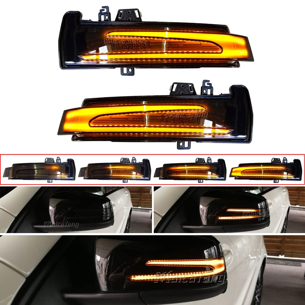 Car Passion Indicatore di direzione Freccia Specchietto laterale LED Compatibile con Mercedes Classe A B C E S CLA GLA GLK CLS Luce Dinamico Progressivo Fumè Nero Side Marker Dynamic