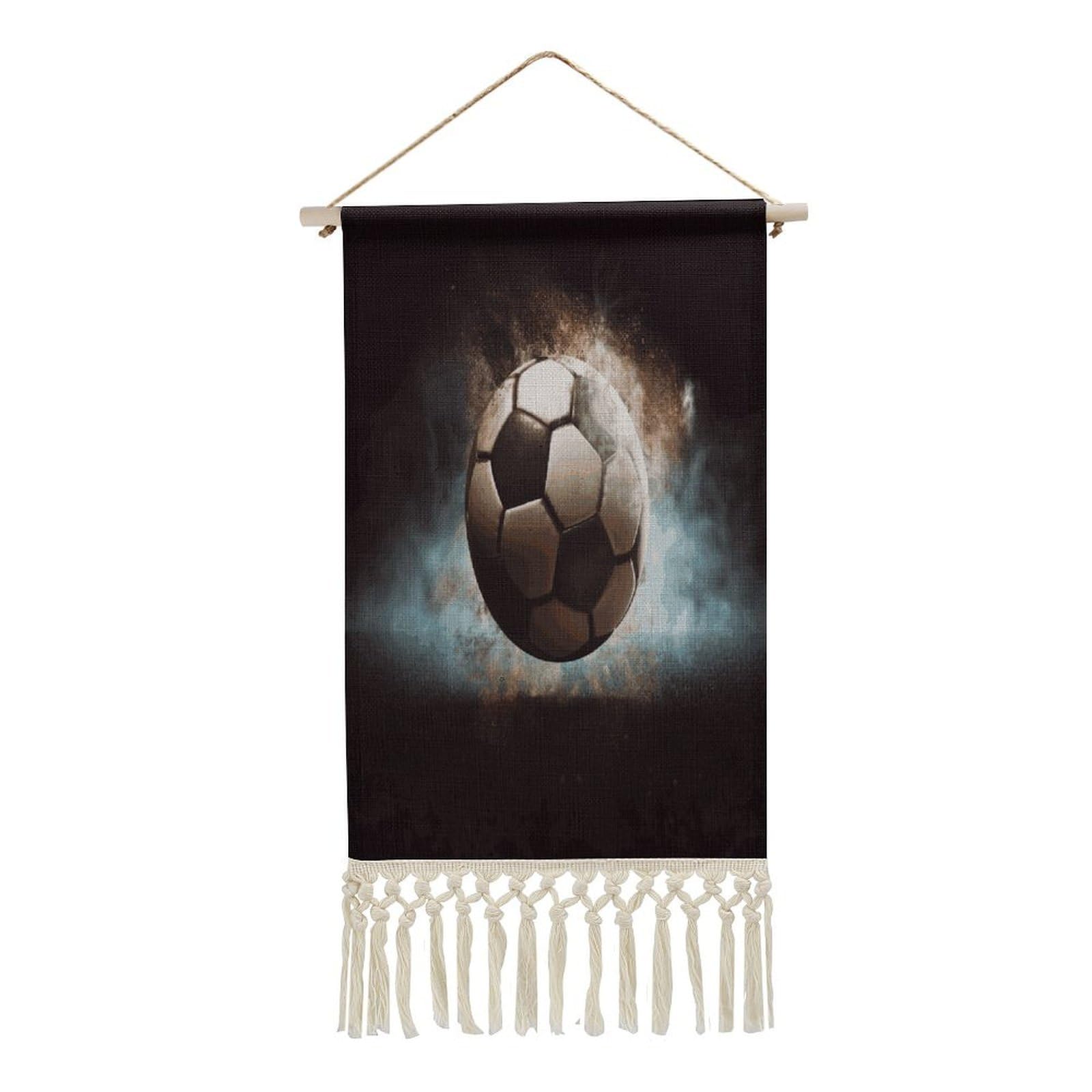 Adfgyerh Style Sport Soccer Tapestry With Tassels Cotton And Linen Hanging Posters, Wall Art For Travel Gift, Wall Tapestry For Office Home Decor Bedroom Living Room Decor