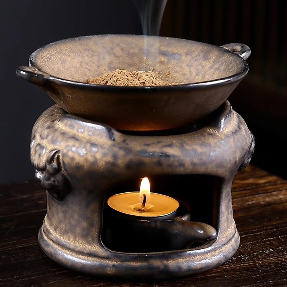 Keramik Aromatherapie Brenner Handgefertigt – Palo Santo Diffusor Mit Teelichthalter Braun