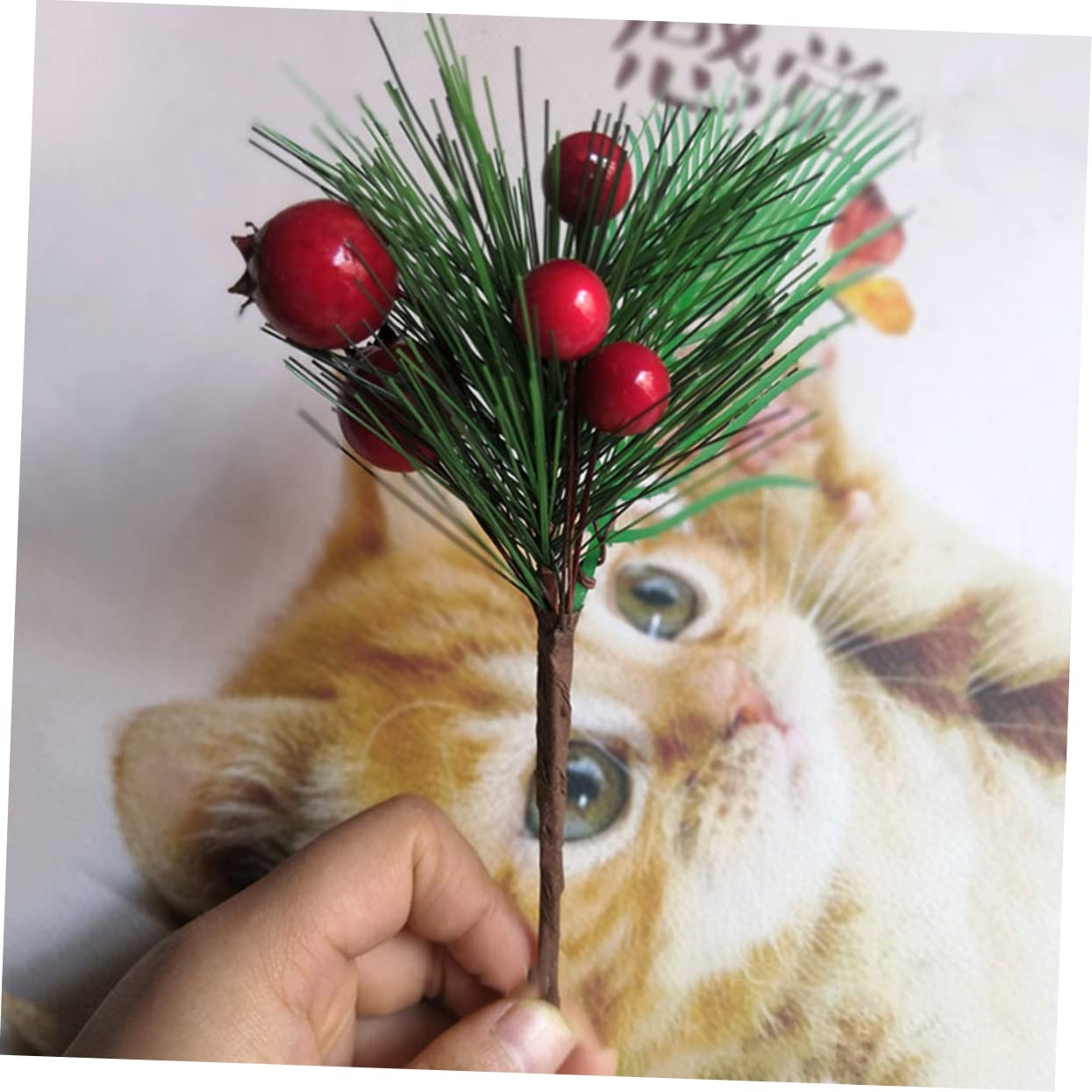 Ciieeo 27piezas Ramas De Baya Simuladas para Decoración Navideña Accesorios De Bricolaje Berries Rojas y Verdes para Fotografía y Manualidades