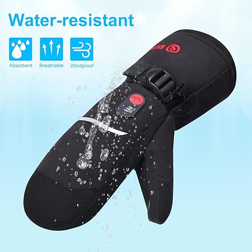Miniatura 3 de Guantes de esquí con calefacción, guantes térmicos para hombres y mujeres, guantes de batería recargable de 7.4 V para esquí, senderismo