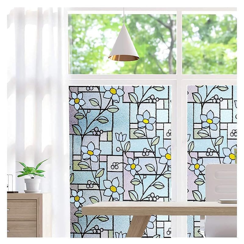 Image of Decorative Glass Film Window Film for Glass Film for Windows Privacy - Blue Patti |16 X 36 Inchs