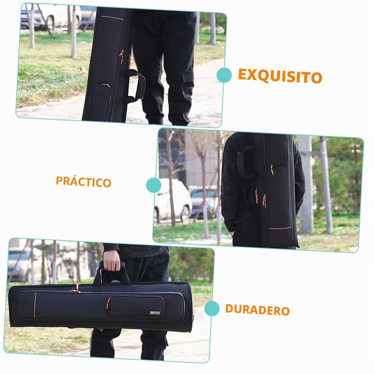 FRCOLOR Bolsa para Trombón de Gran Capacidad en Tela Oxford Negra Diseño Creativo, Protección Acolchada y Fácil de Transportar para Músicos