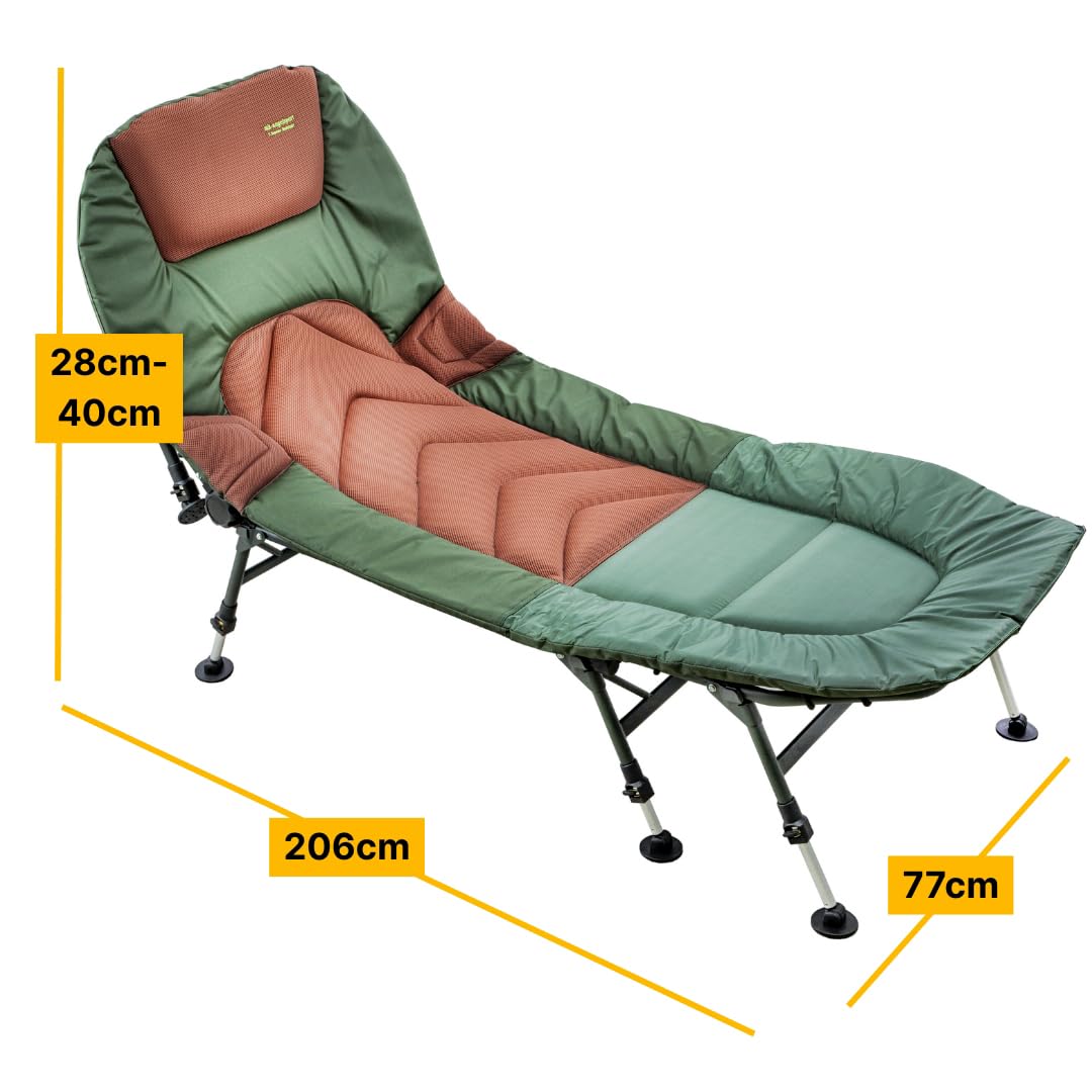 MK-Angelsport Karpfenliege 8-Bein bis 150kg belastbar - Angelliege Fischerliege Angelbett Bedchair Gartenliege Liege Modell 2026