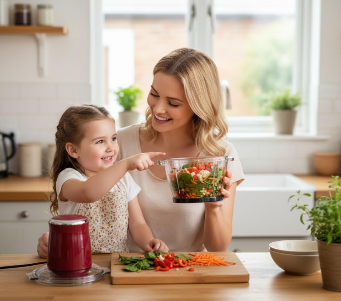 Electric Meat Grinder Multifunction Electric Food Chopper, Vegetable Fruit Mixer Chopper (220V 500W 1L) Stainless Steel Kitchen Food Processor for Meat for Meat, Vegetables, Fruits