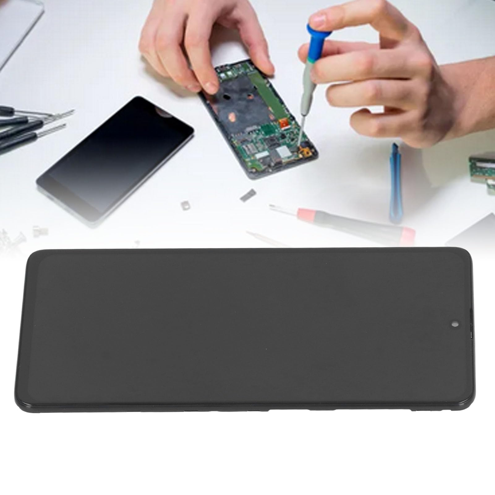 Gugxiom Reemplazo de Pantalla OLED para A71, Pantalla Táctil LCD AMOLED para A71 A715, Kits de Reparación de Ensamblaje de Digitalizador con Huella Digital, Probado Antes