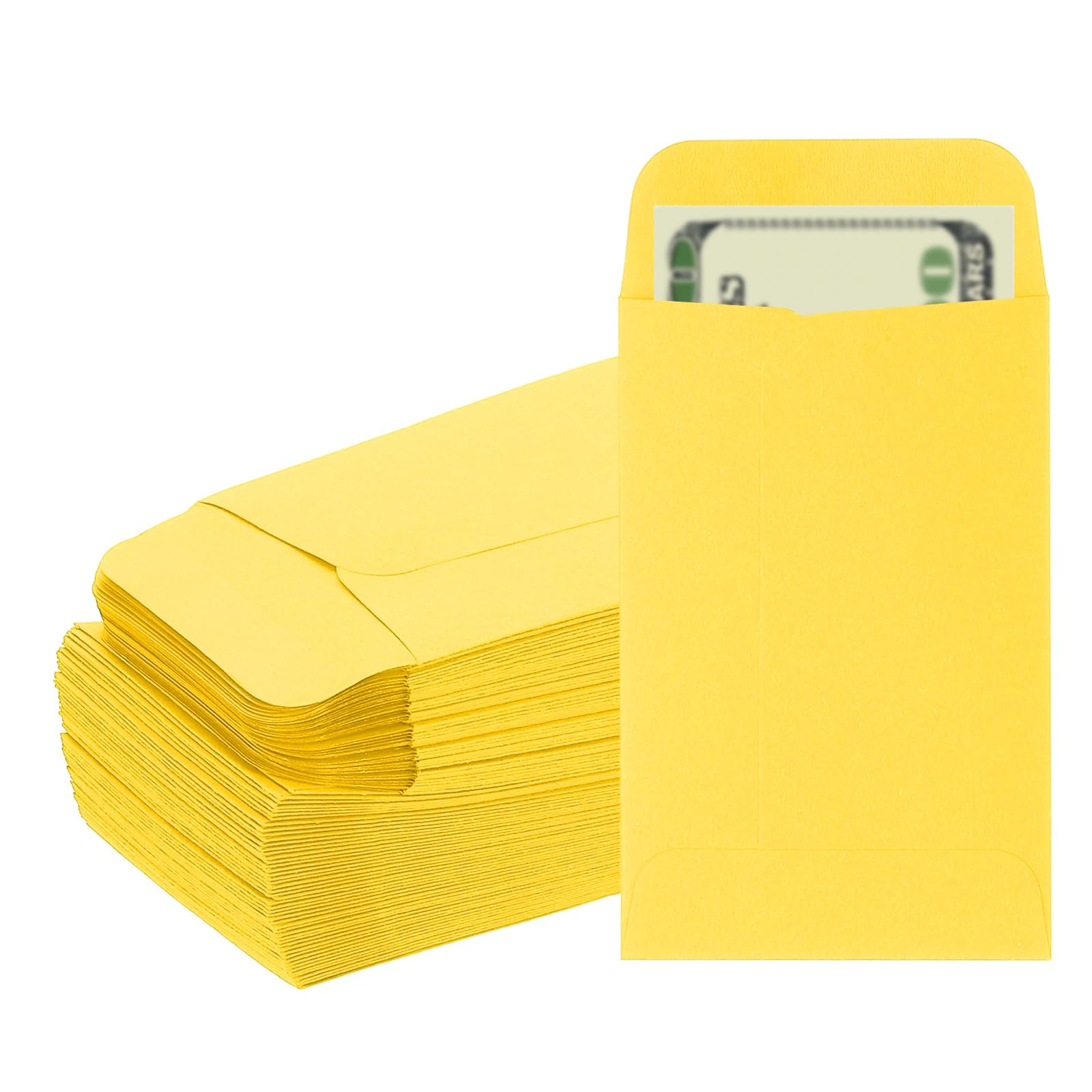 PATIKIL Money Envelope, 100 Pack 3.5" x 2.2" Cash Envelopes Money Holder Bags Budgeting Saving Challenge Letter for Gift Coins Checks Tickets Jewelry Passport Card, Light Yellow — image 1