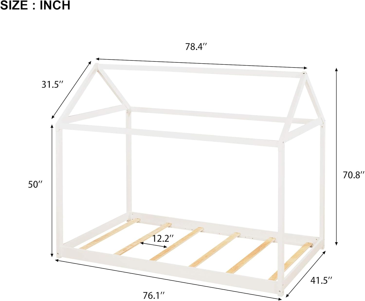 Featured Product Twin Size Wooden House Bed with Roof for Kids/Teens/Girls/Boys, Twin Size Bedroom Furniture House Bed Frame (White) Cheapest 🛒 Twin Size Wooden House Bed with Roof for Kids/Teens/Girls/Boys, Twin Size Bedroom Furniture House Bed Frame (White)
