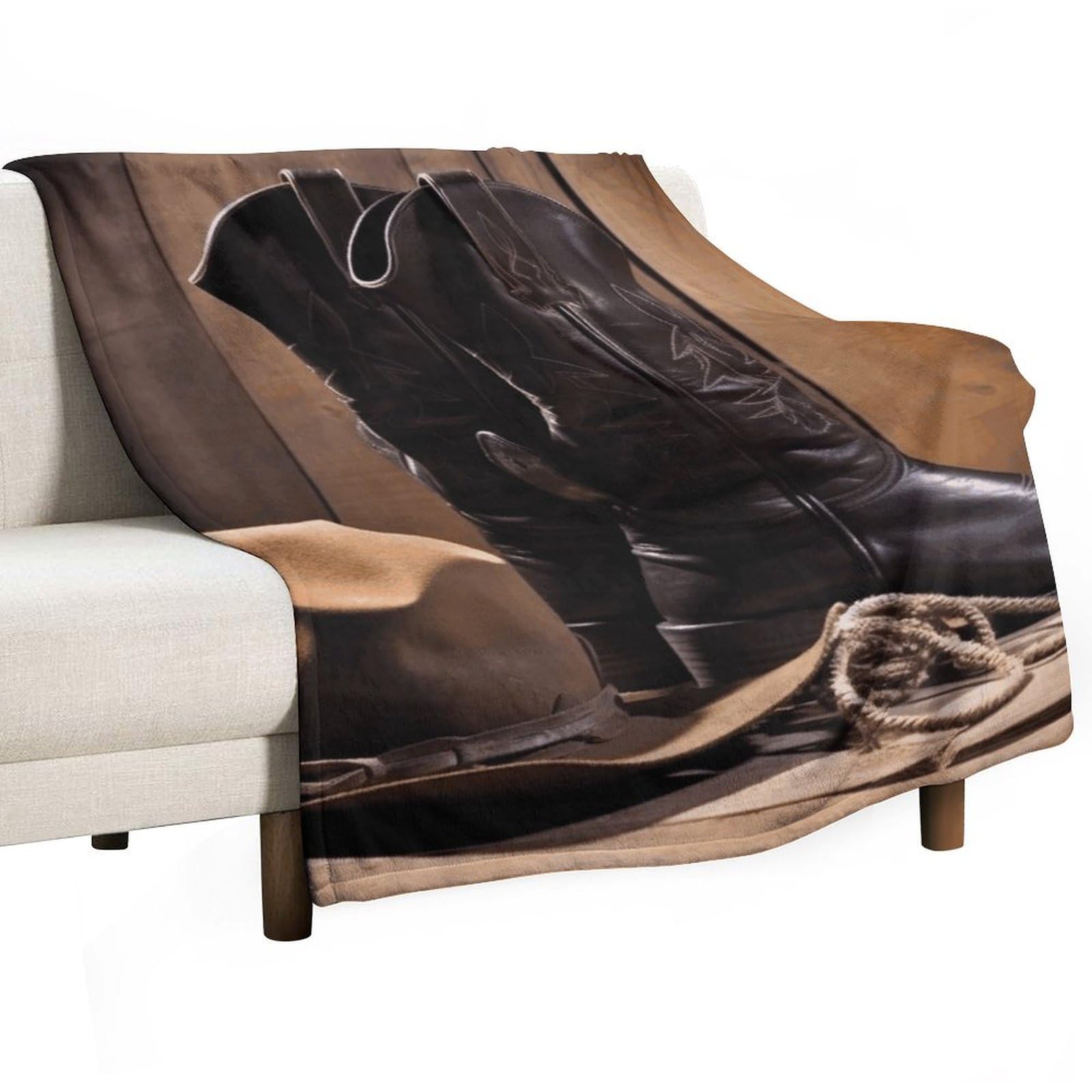 Couverture en flanelle contre le froid plaid cowboy confortable pour canapé