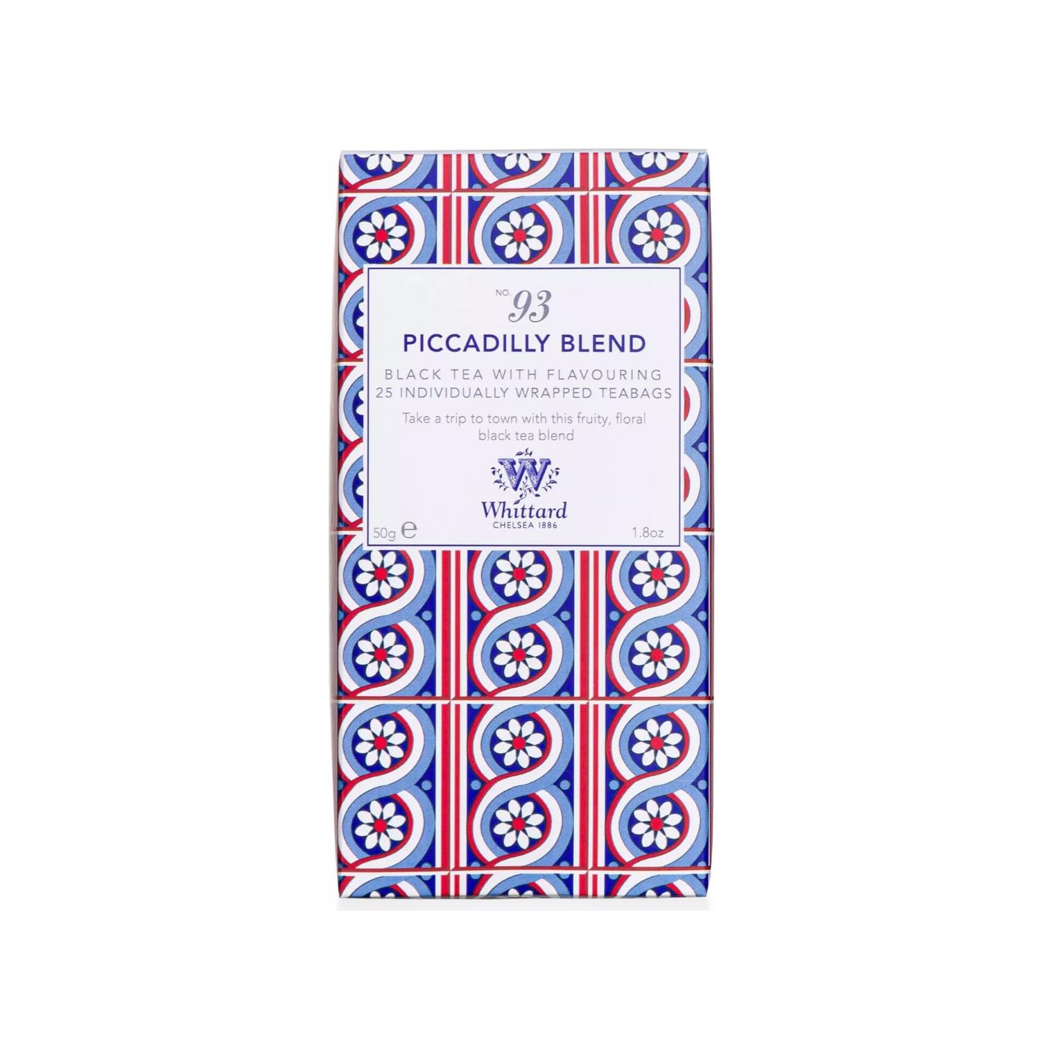 Whittard® | Piccadilly Tè Nero Fruttato e Floreale | Tè Nero e Aromi di Ibisco - 4 x 25 Filtri di Tè (4 x 50 Gr) | Karkadè e Tè Nero