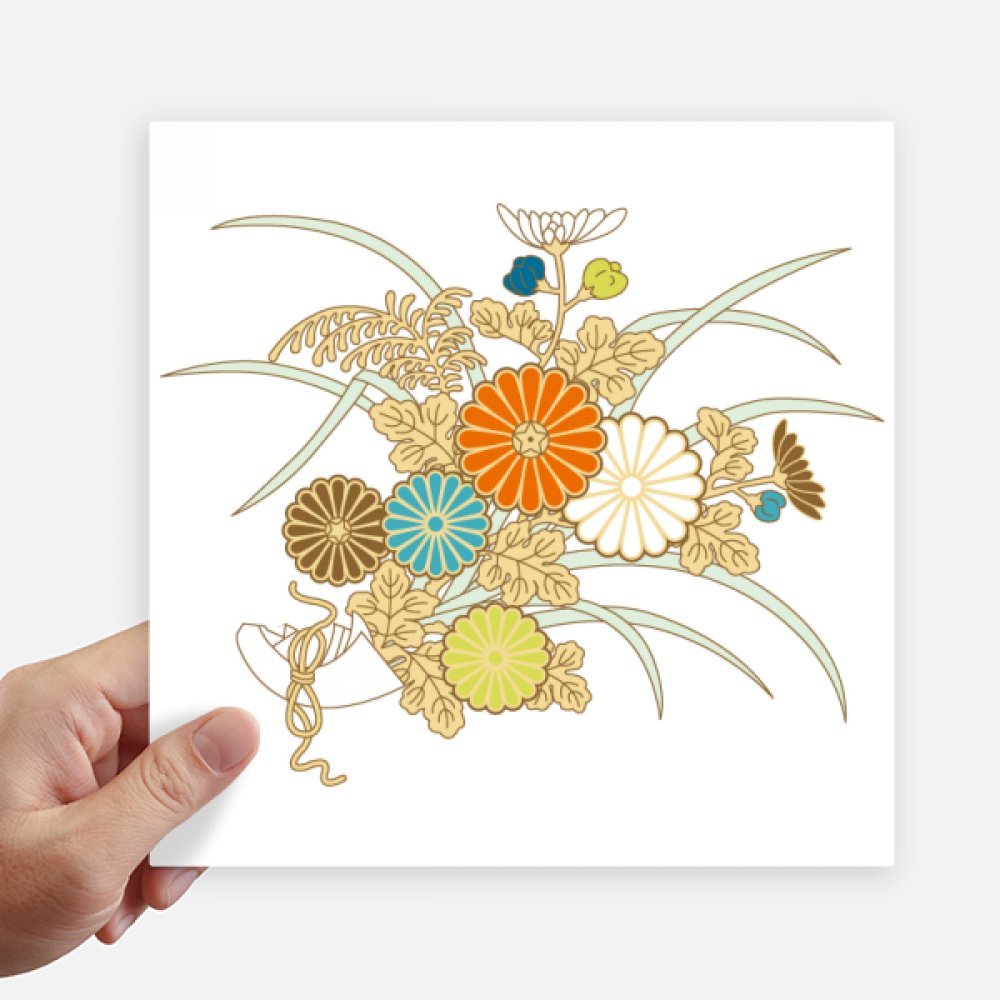 Autocollant carré de 20 cm motif fleur pour ordi portable et mur