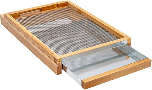 Miniatura 6 de Honey Lake Langstroth Bee Hive - Tabla inferior de metal con pantalla sumergida en cera de abeja 100% con reductor de entrada, tablero inferior de