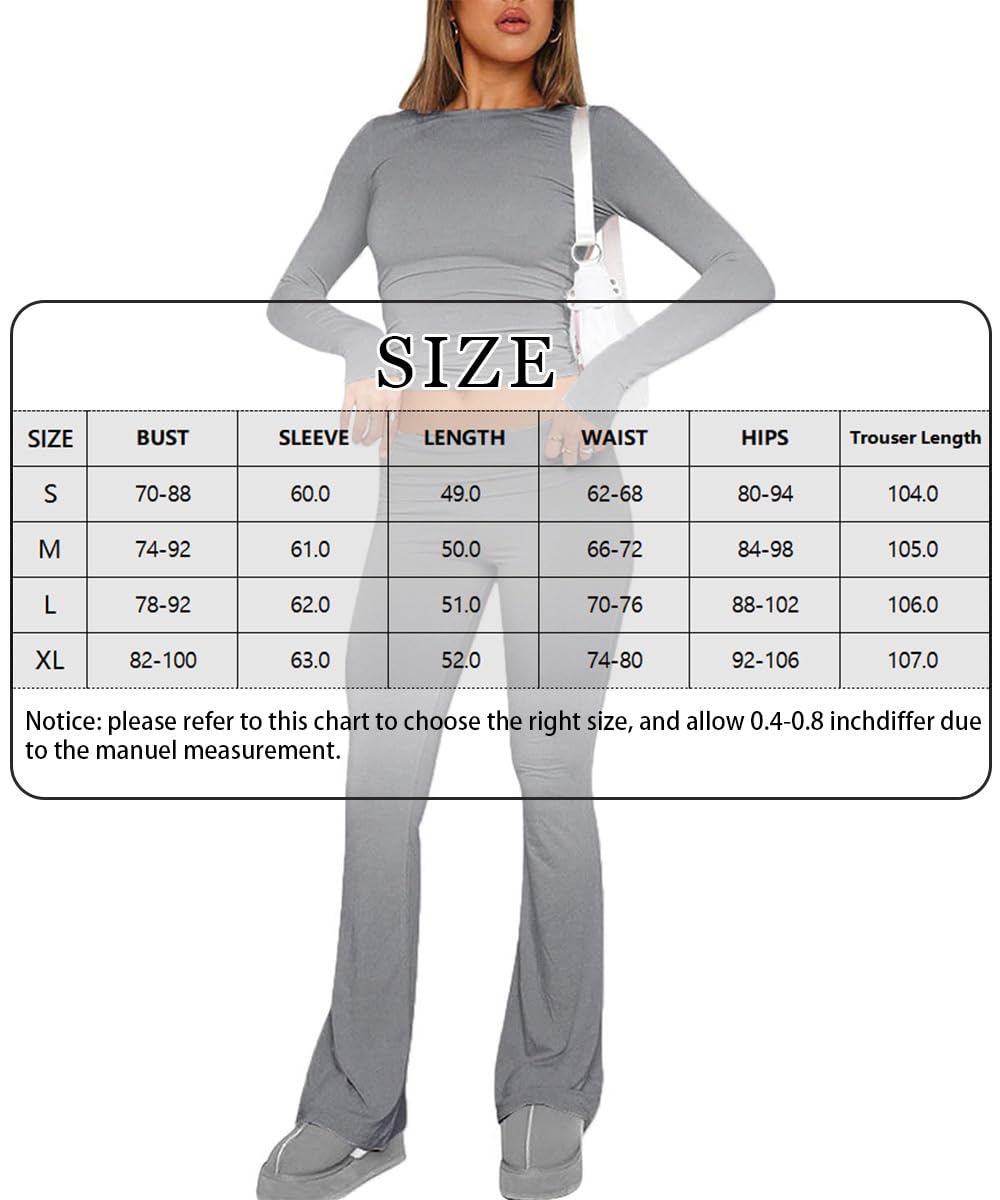 Verano Mujeres Dos Piezas Lounge Set Slim Fit Tops de Manga Corta y Yoga Flare Pantalones Chándal Leisure Outfit Fitness Conjunto Deportivo